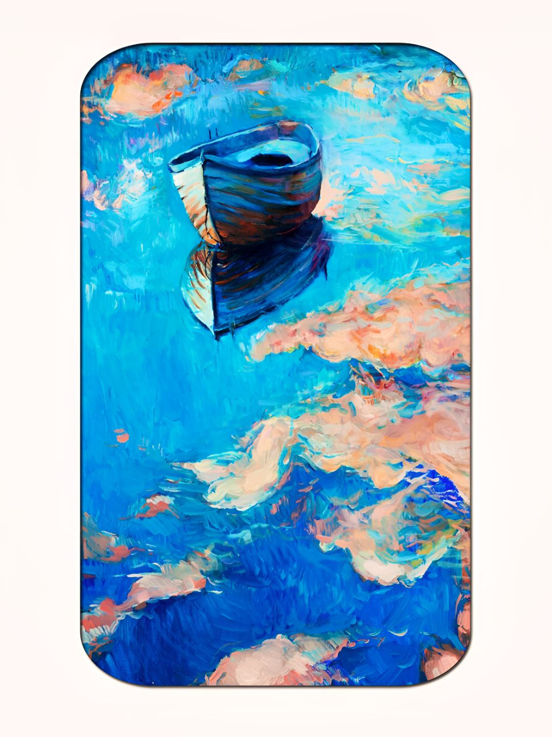 Casperme Blue & Beige Modern Art Wooded Framed Painting Wall Art