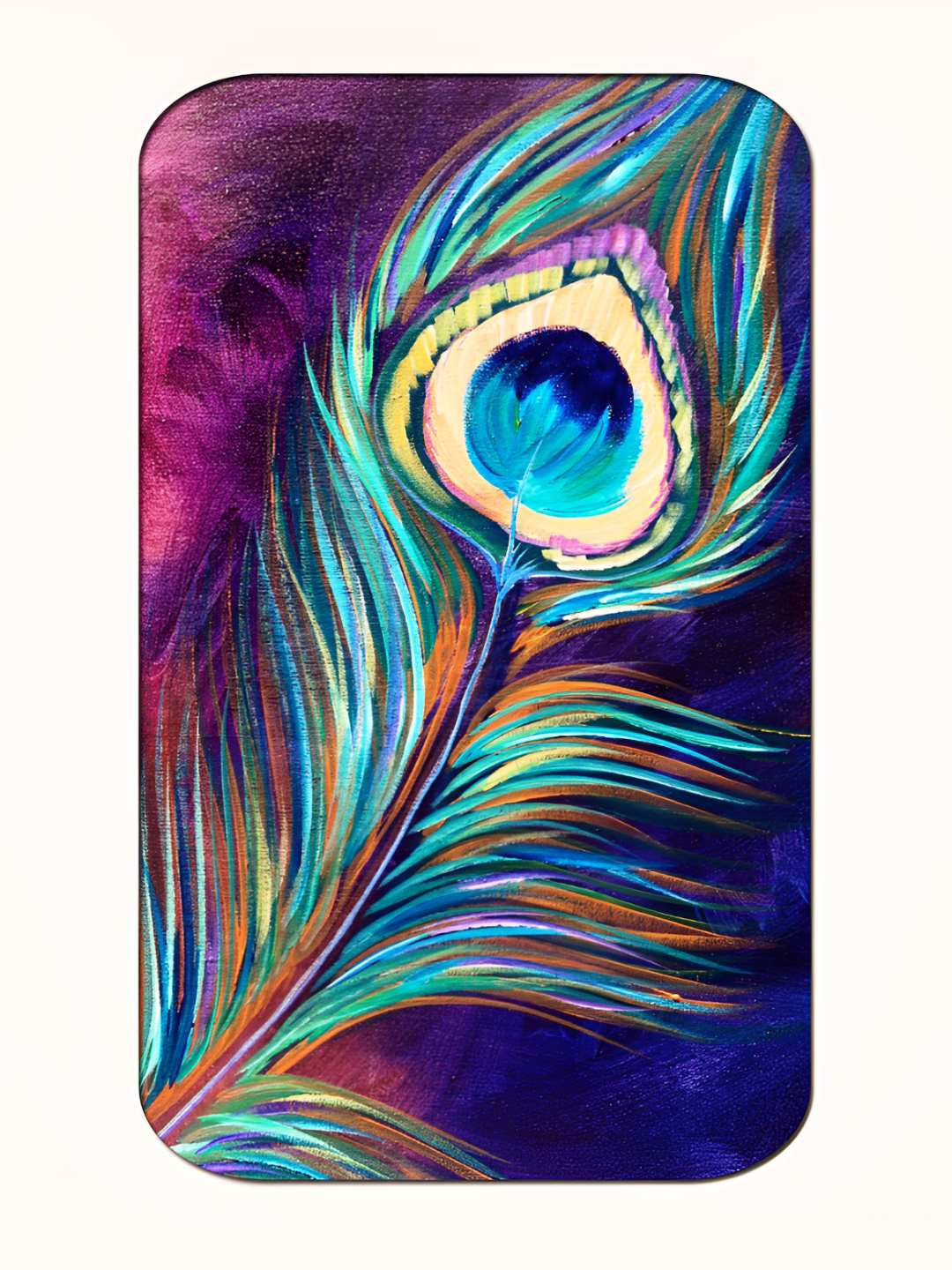 Casperme Blue & Purple Feather Framed Painting Wall Art