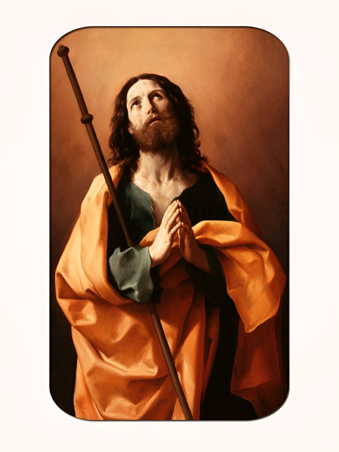 Casperme Brown & Green Jesus Framed Painting Wall Art