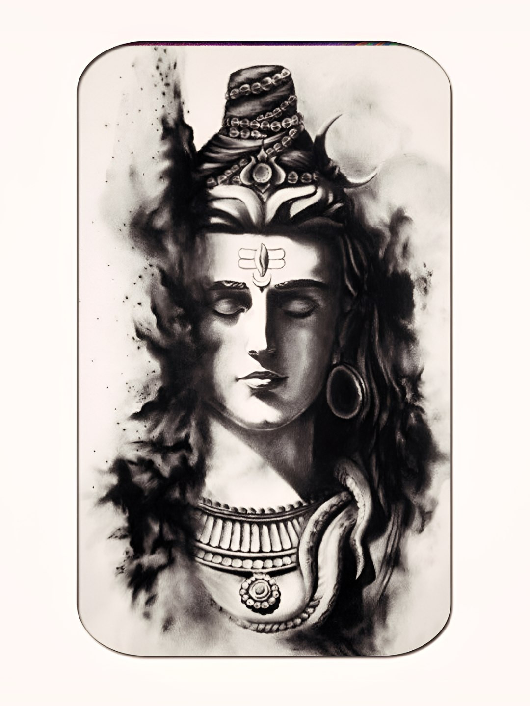 Casperme Grey & Black Lord Shiva Big Framed Painting Wall Art