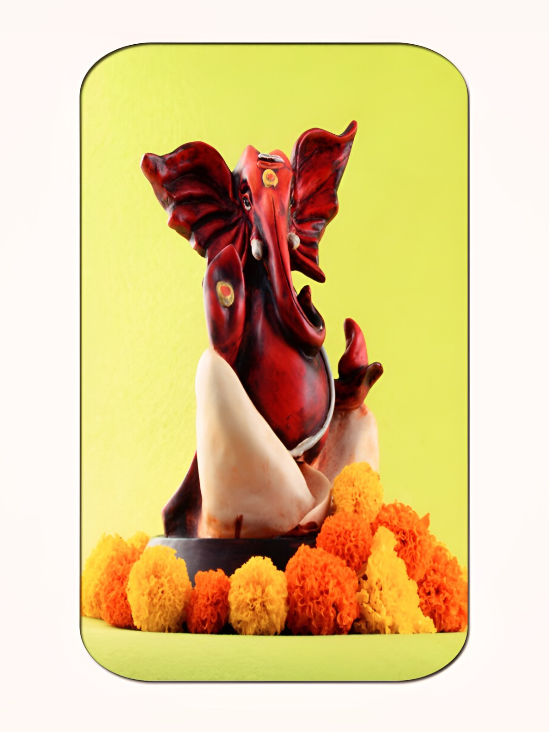 Casperme Yellow & Red Ganesha Big Frame MDF Wooden Painting Wall Art