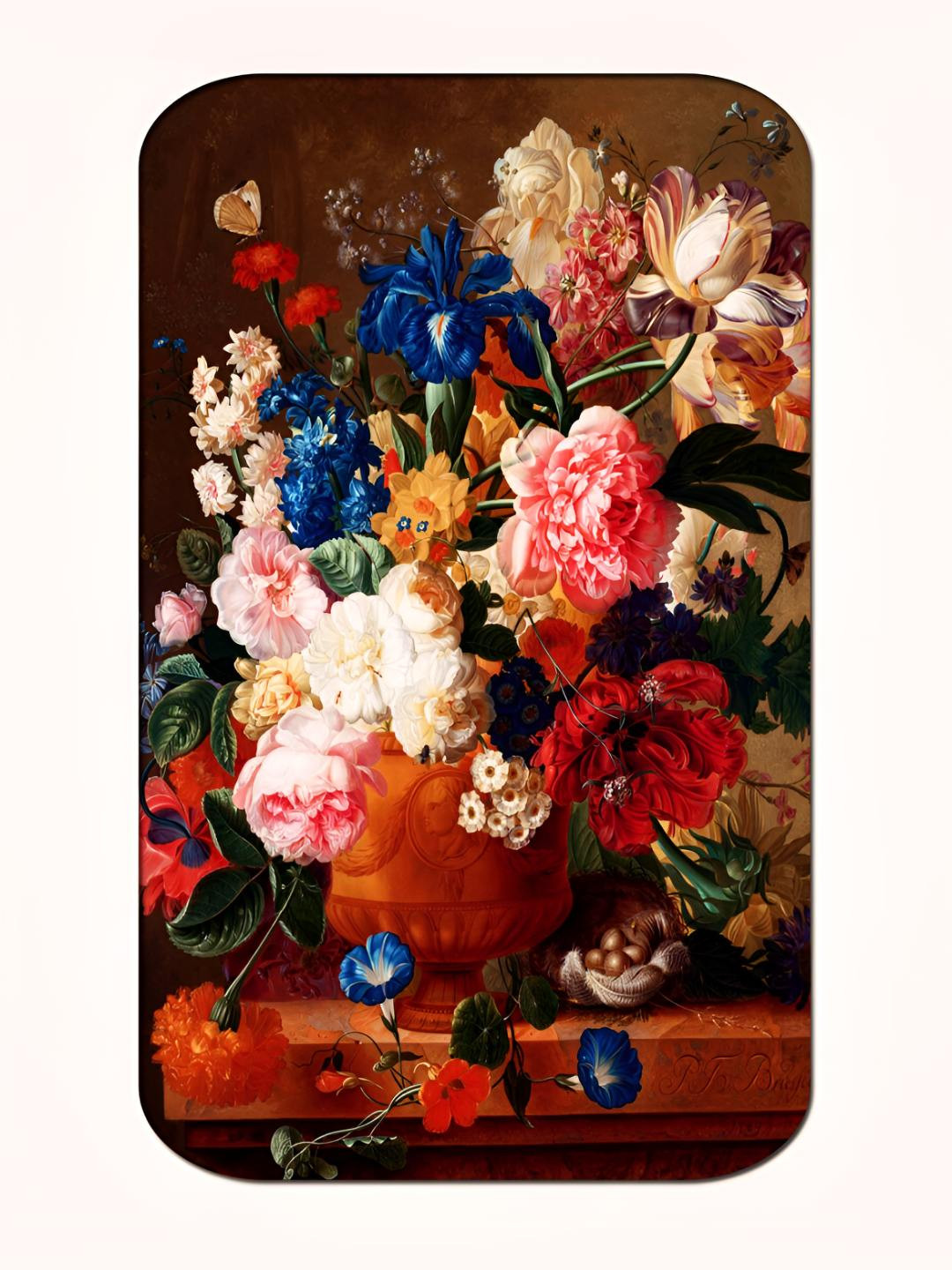 Casperme Pink & Red Floral Painting Big Frame MDF Wooden Wall Art