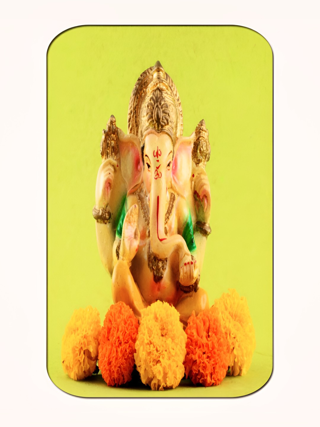 Casperme Yellow & Green Ganesha Framed Painting Wall Art
