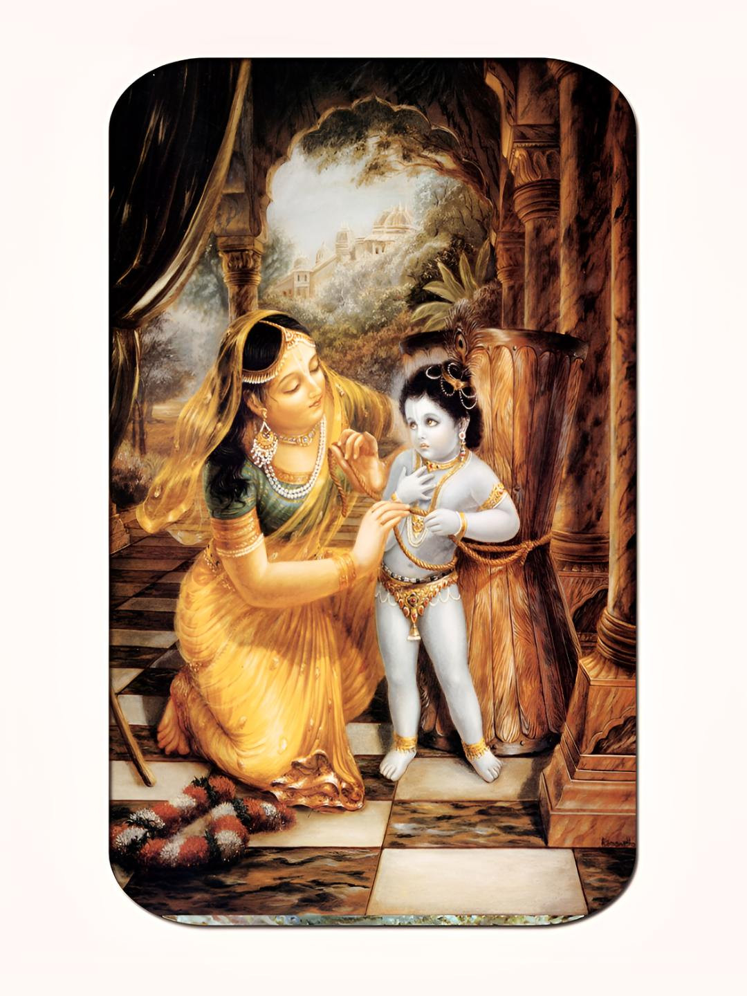 Casperme Krishna Wood Wall Rectangle Paintings Wall Art - 36 x 18 in