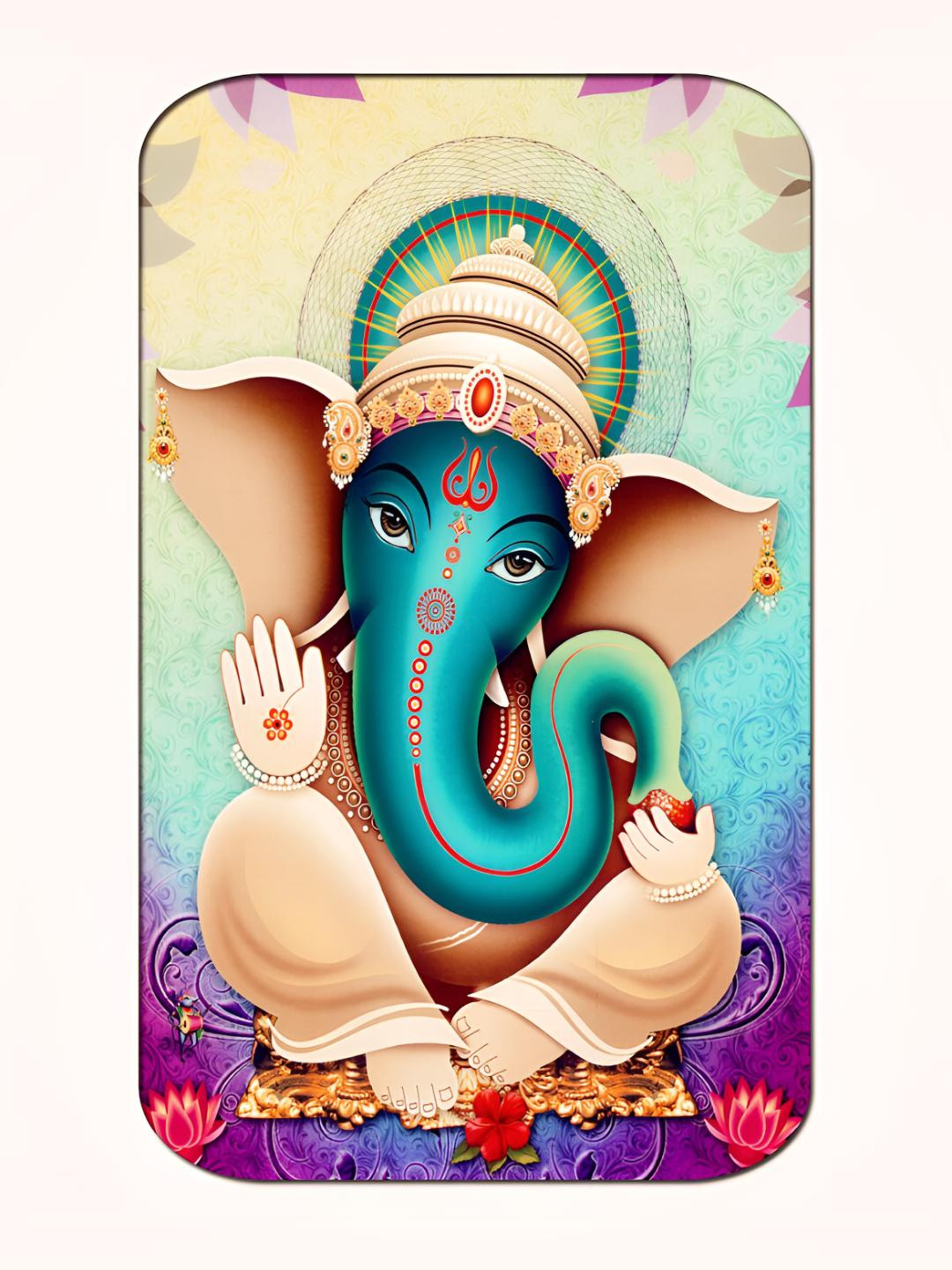 Casperme Blue & Beige Ganesha Big Frame MDF Wooden Painting Wall Art
