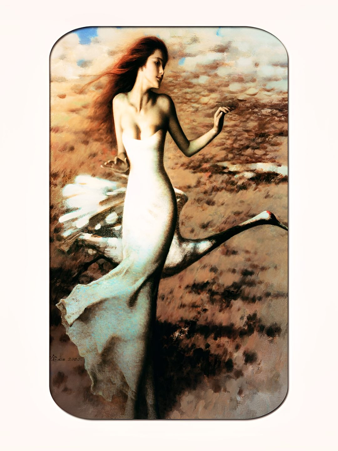 Casperme White & Brown Woman Framed Painting Wall Art