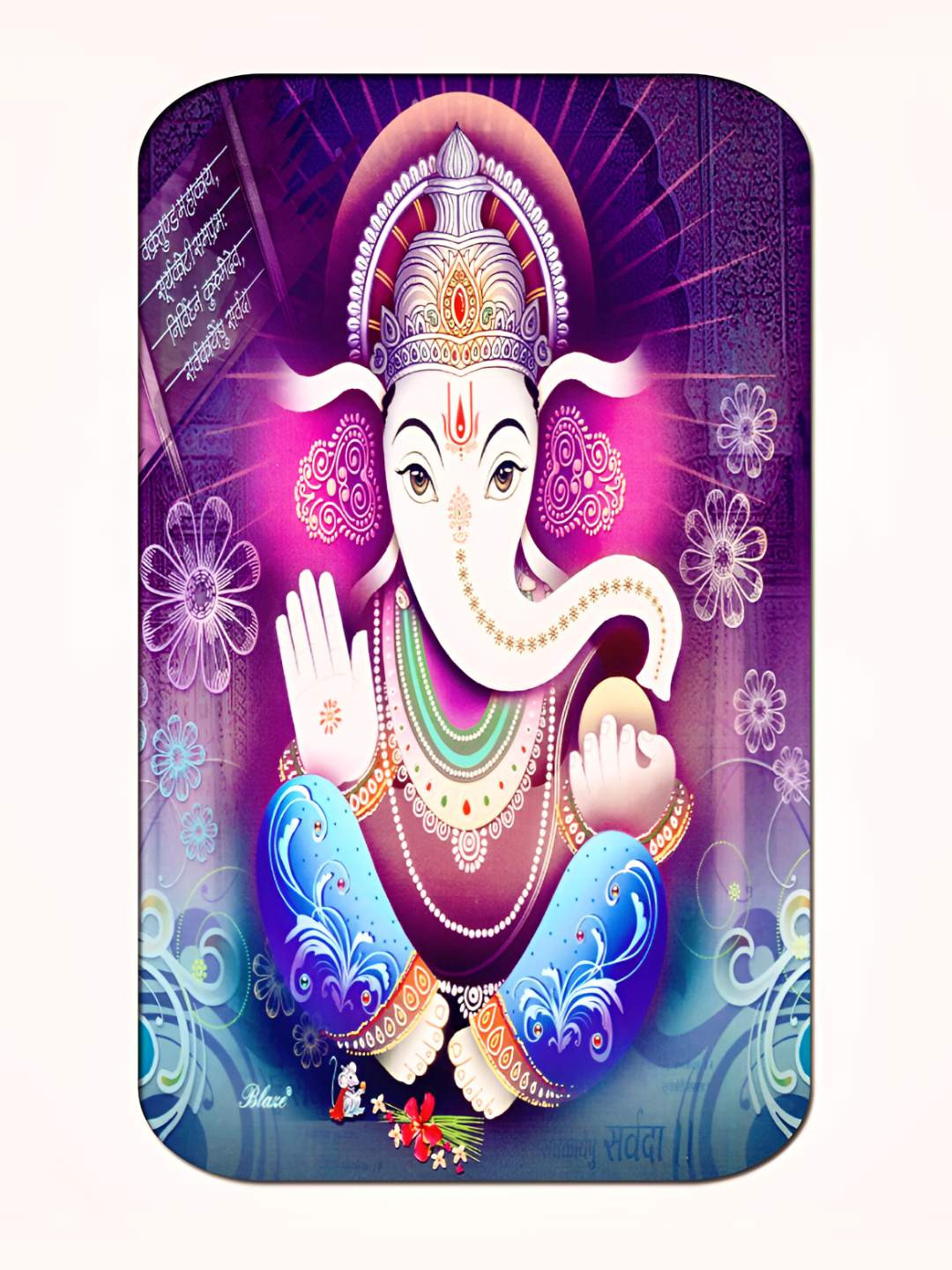 Casperme Purple & White Ganesha Big Frame MDF Wooded Painting Wall Art