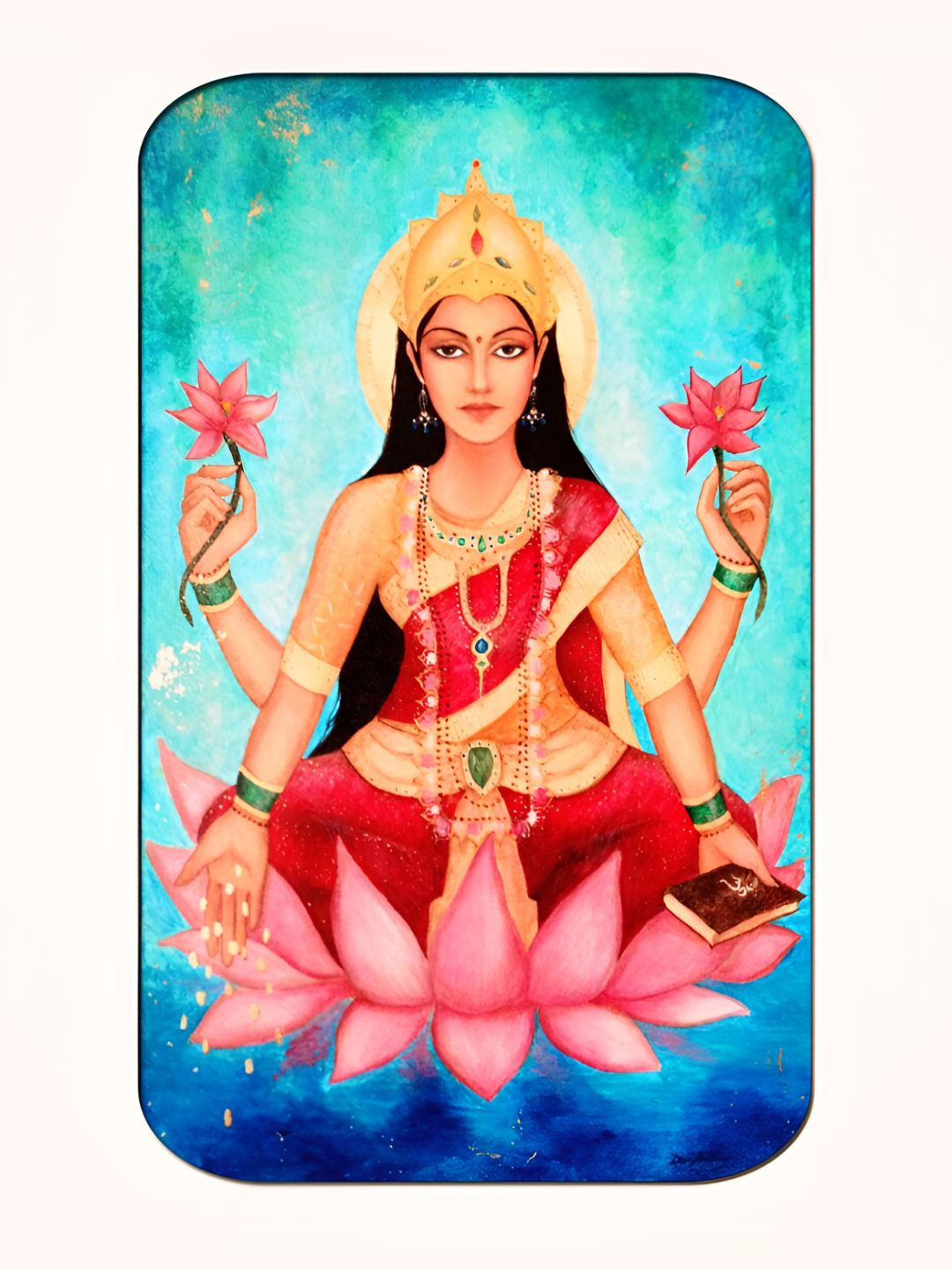 Casperme Red & Blue Mata Laxmi Framed Painting Wall Art