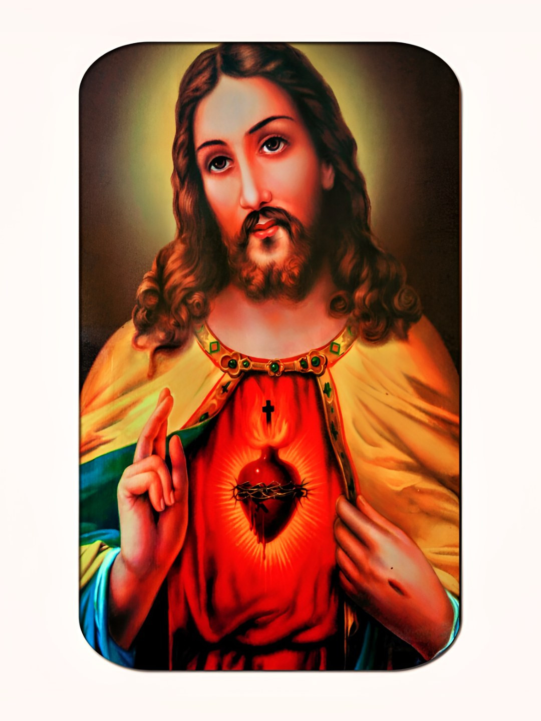 Casperme Yellow & Brown Jesus Framed Painting Wall Art