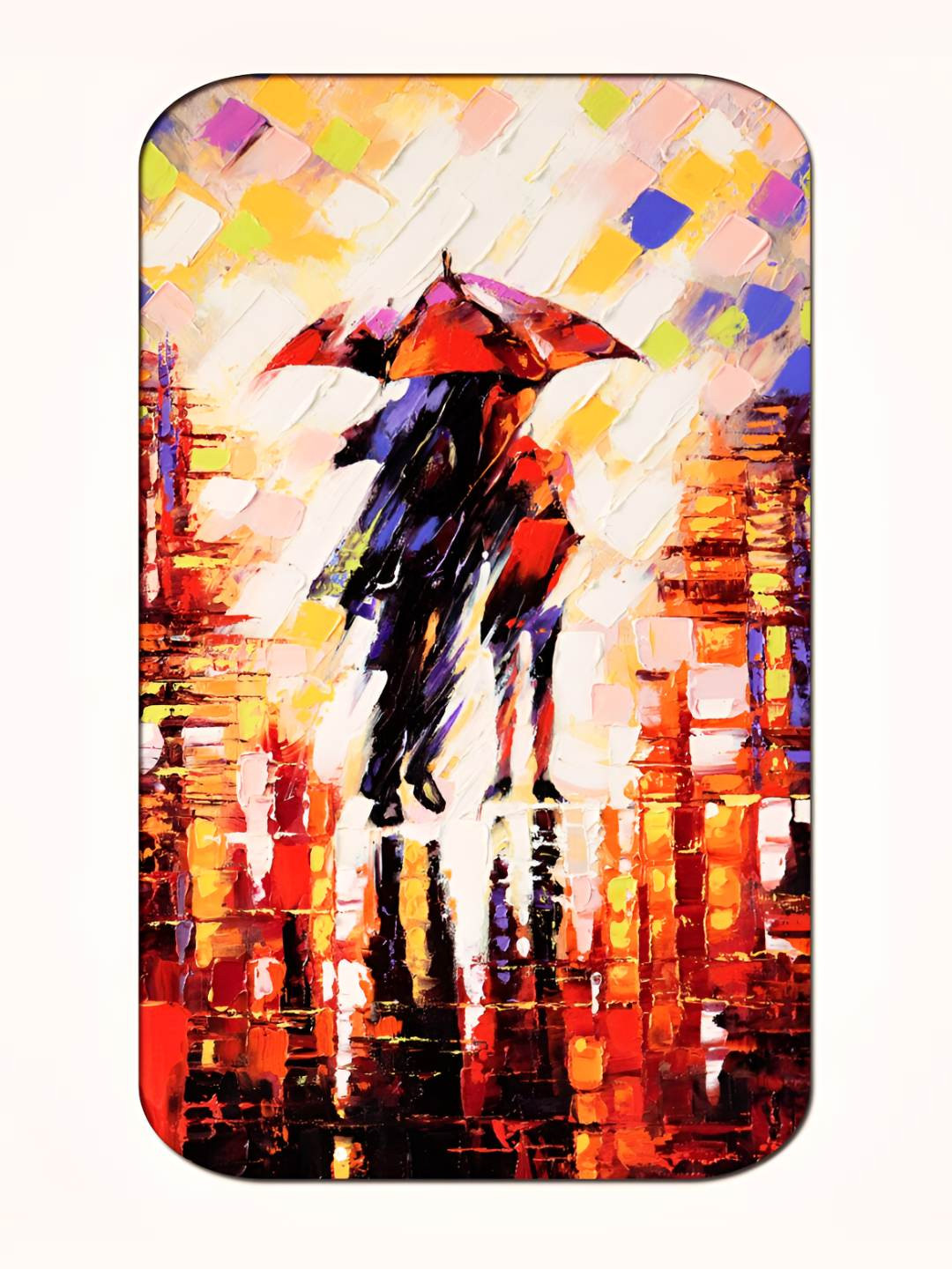 Casperme Red Wood Wall Living Room Rectangle Potrait Paintings Wall Art -35.83 x 17.72In