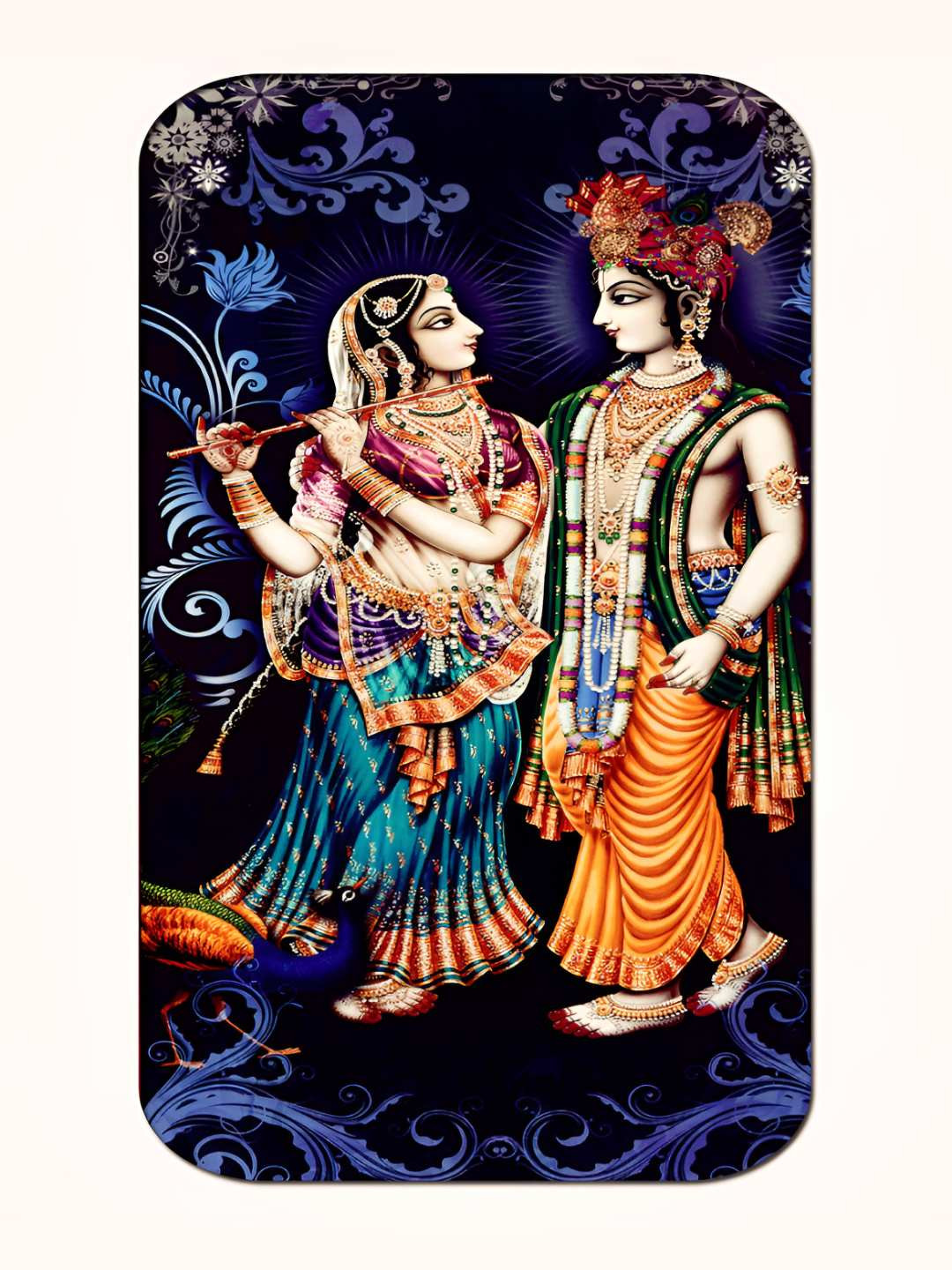 Casperme Blue & Orange Radha Krishna Big Frame Wall Painting