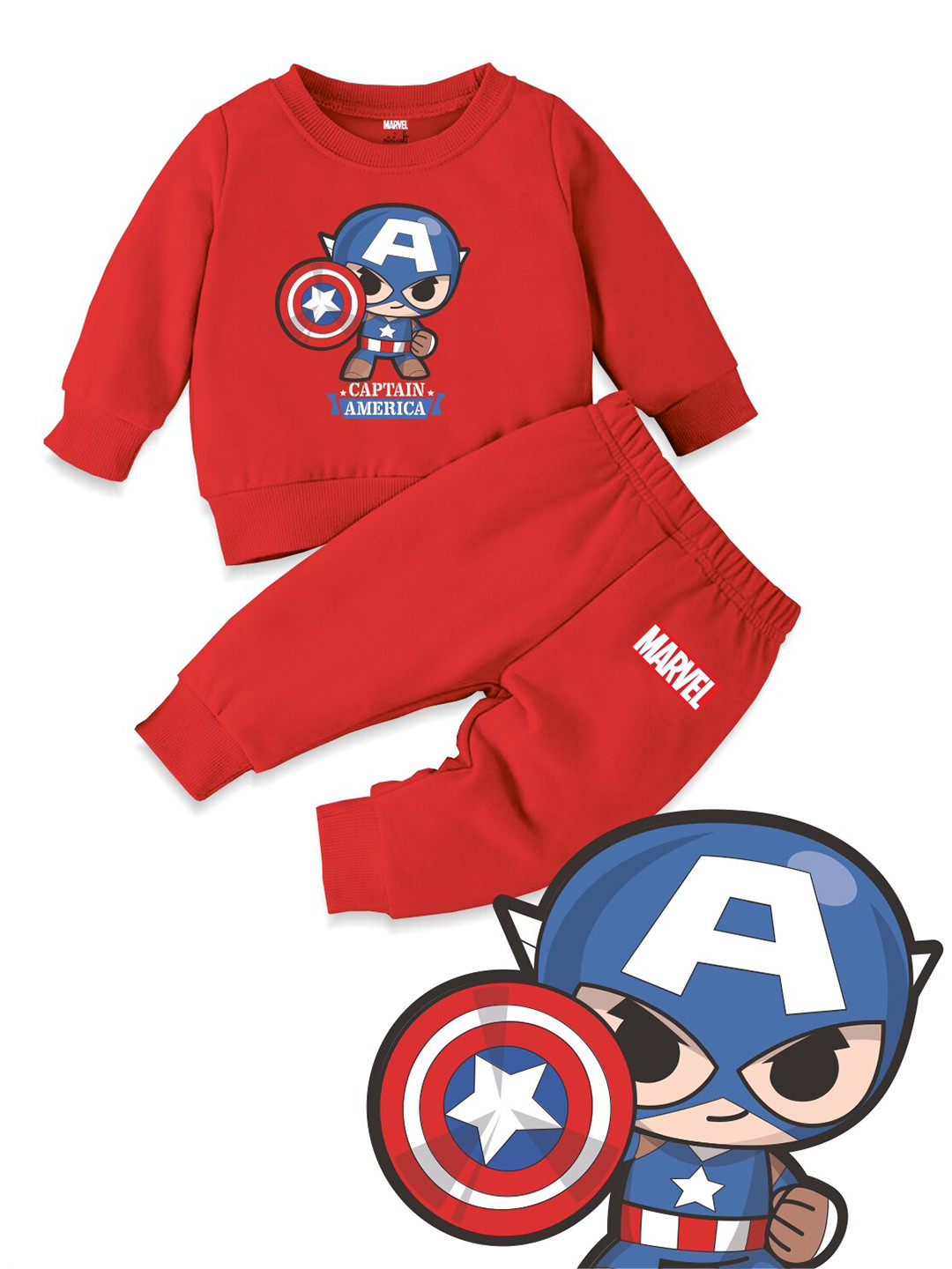 Minicult Infants Kids Captain America Printed Sweatshirt With Trousers