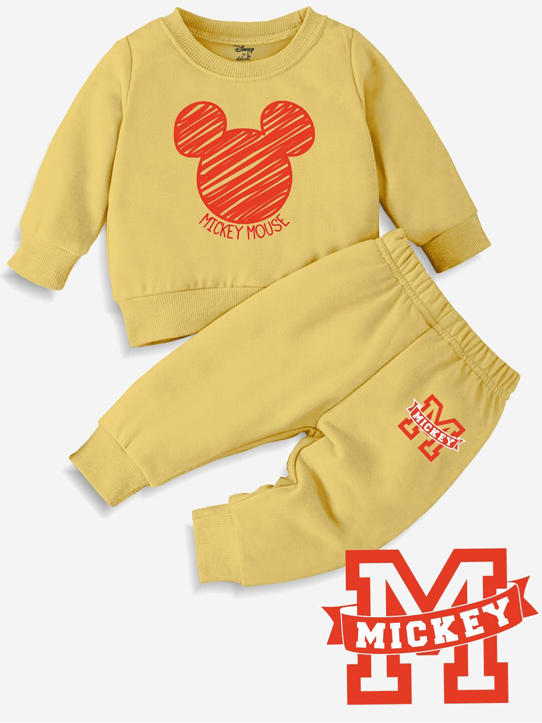 Minicult Unisex Kids Mickey Mouse Printed T-shirt With Pyjamas