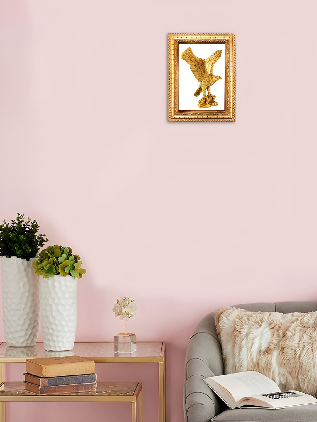 Hawai Gold-Toned Flying Eagle Rectangular Wooden Wall Photo Frame