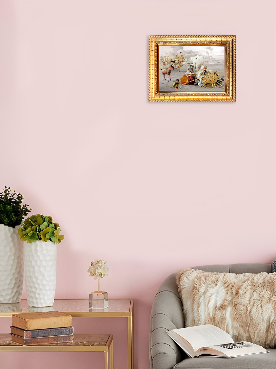 Hawai Gold Toned and Grey Feng Shui Vastu Remedies Wooden Rectangle Wall Photo Frame