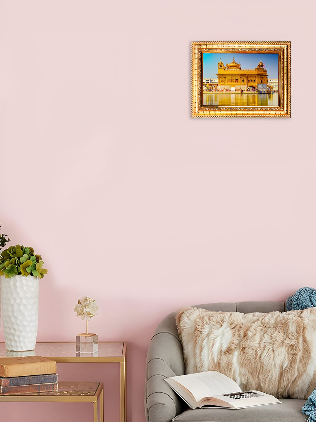 Hawai Gold-Toned & Blue Golden Temple Photo Rectangular Wooden Wall Photo Frame