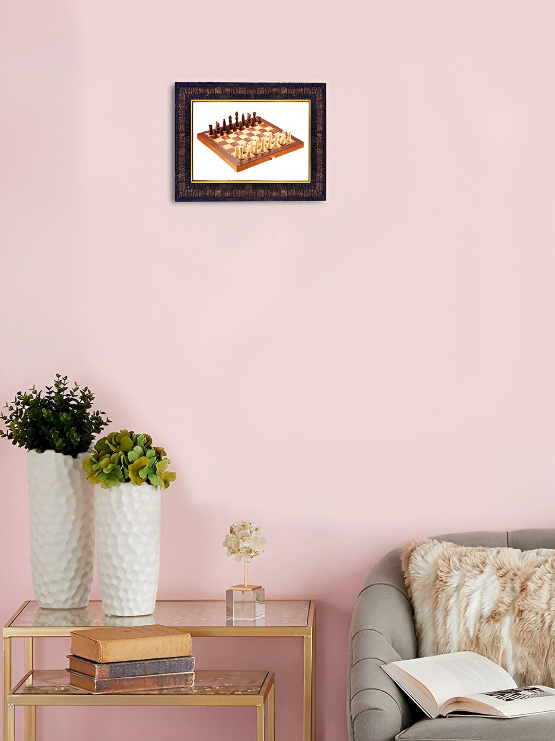 Hawai Black & Brown Self Design Rectangular Chess Photo Wooden Wall Photo Frame