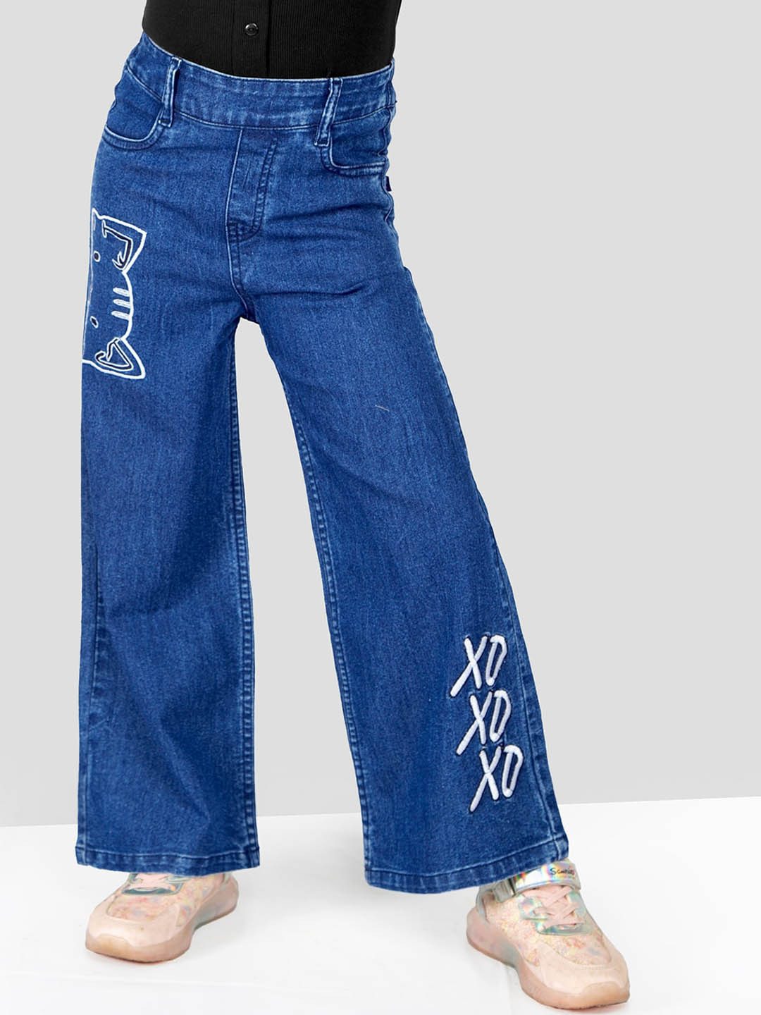 Naughty Ninos Girls Original Heavy Fade Embroidered Clean Look Cotton Jeans
