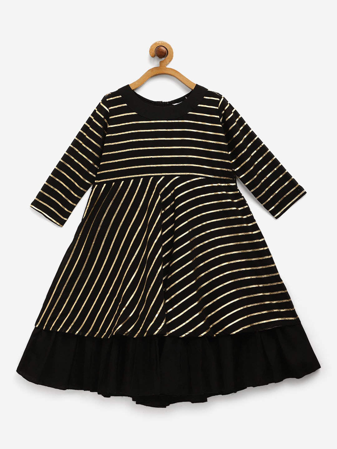 AHALYAA KIDS Girls Striped Fit & flare Georgette Ethnic Dresses