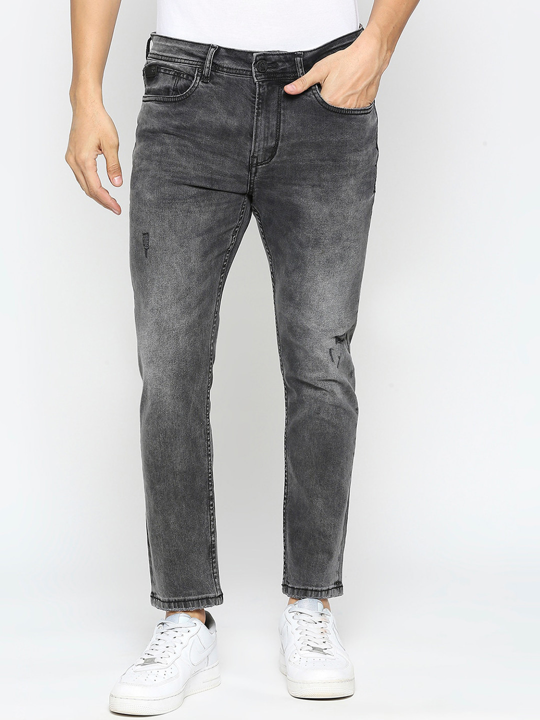 Being Human Men Heavy Fade Mid-Rise Comfort Skinny Fit Cropped Jeans