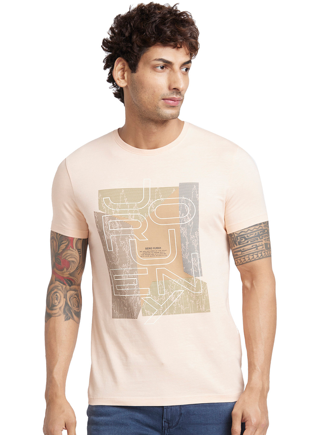 Being Human Men Orange T-shirt