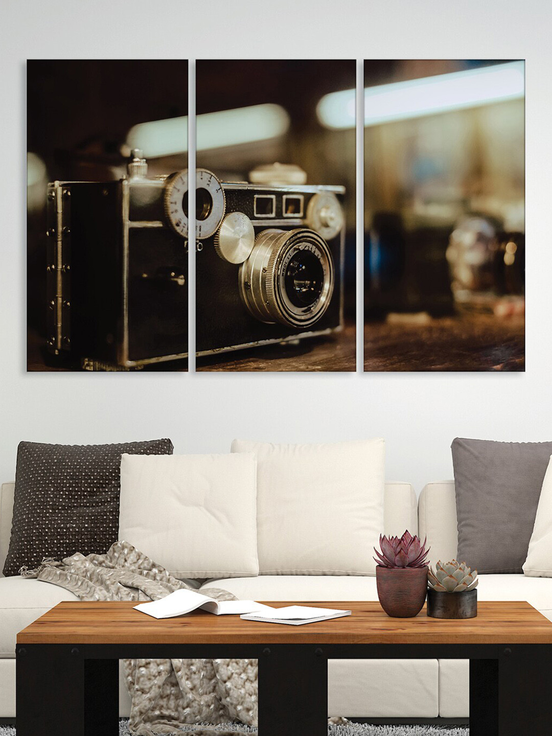 RANDOM Canvas 3 Piece Wall Rectangle Photographs Wall Art - 16 x 30 In