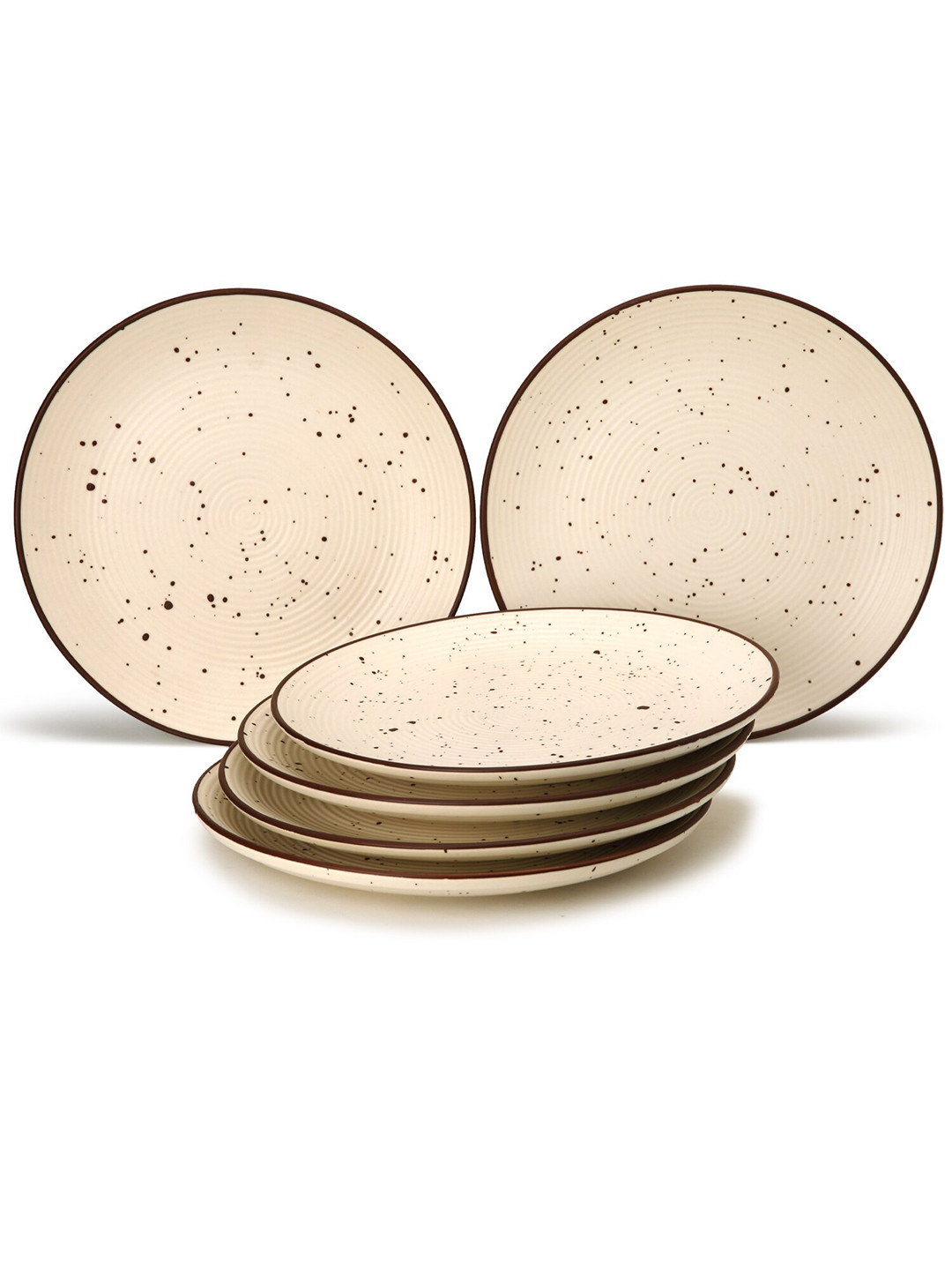 BODHI HOUSE 6 Pieces Beige Printed Stoneware Glossy Plates