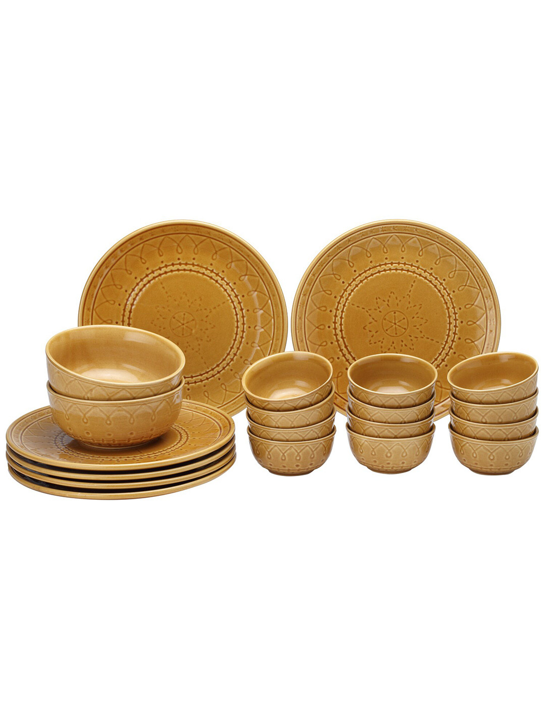 BODHI HOUSE Brown Floral Ceramic Dishwasher and Microwave Safe 20 Piece Dinner Set