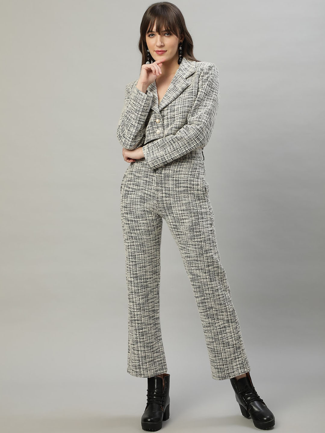 DELAN Self-Designed Shawl Neck Long Sleeve Coat With Trouser