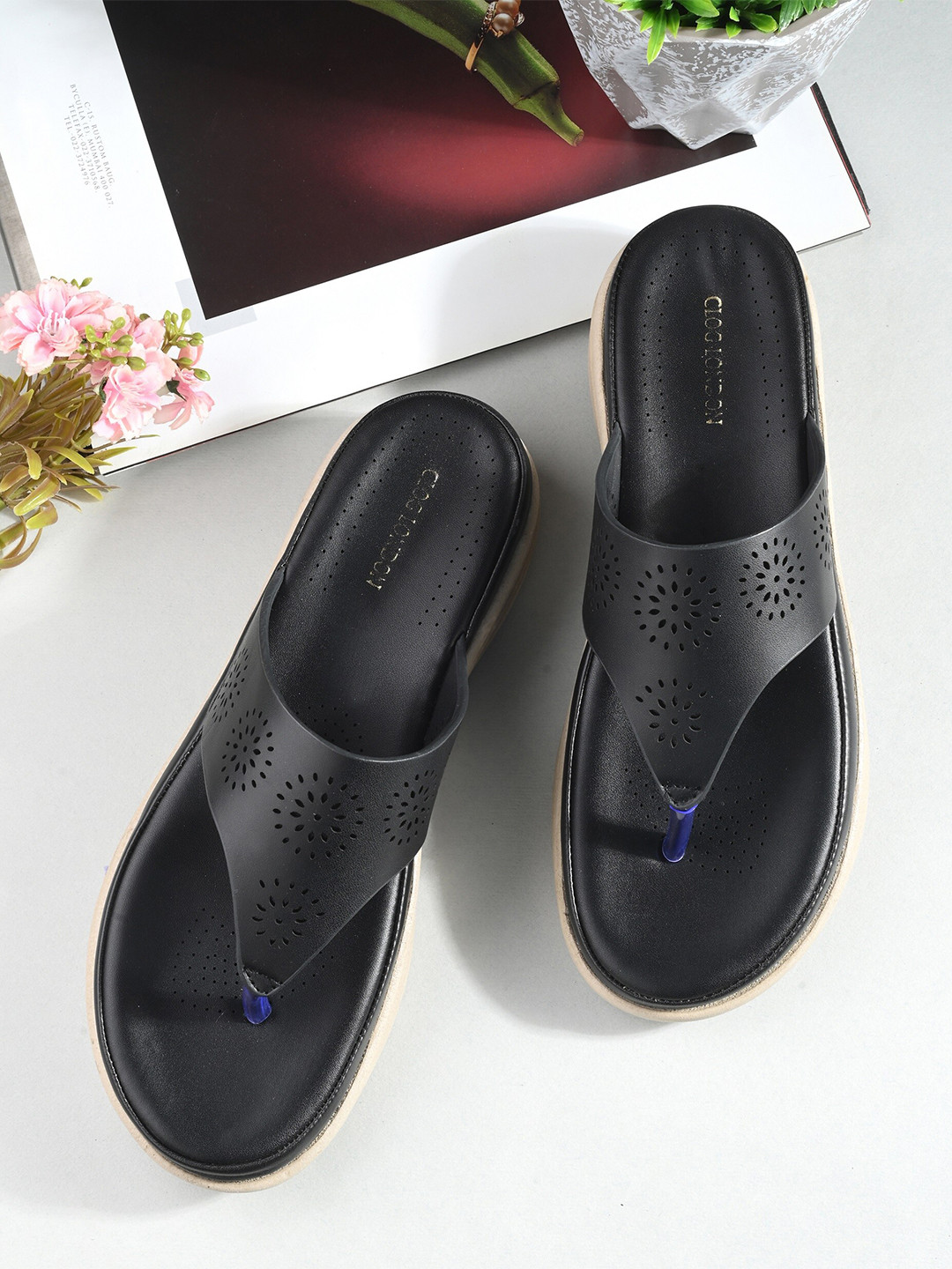 CLOG LONDON Laser Cuts Open Toe Comfort Heels