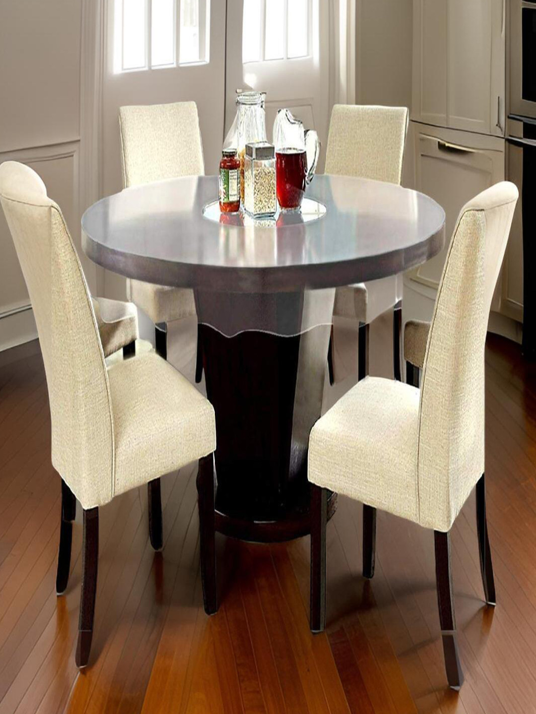 CASA-NEST Transparent Round Waterproof 4-Seater Table Cover