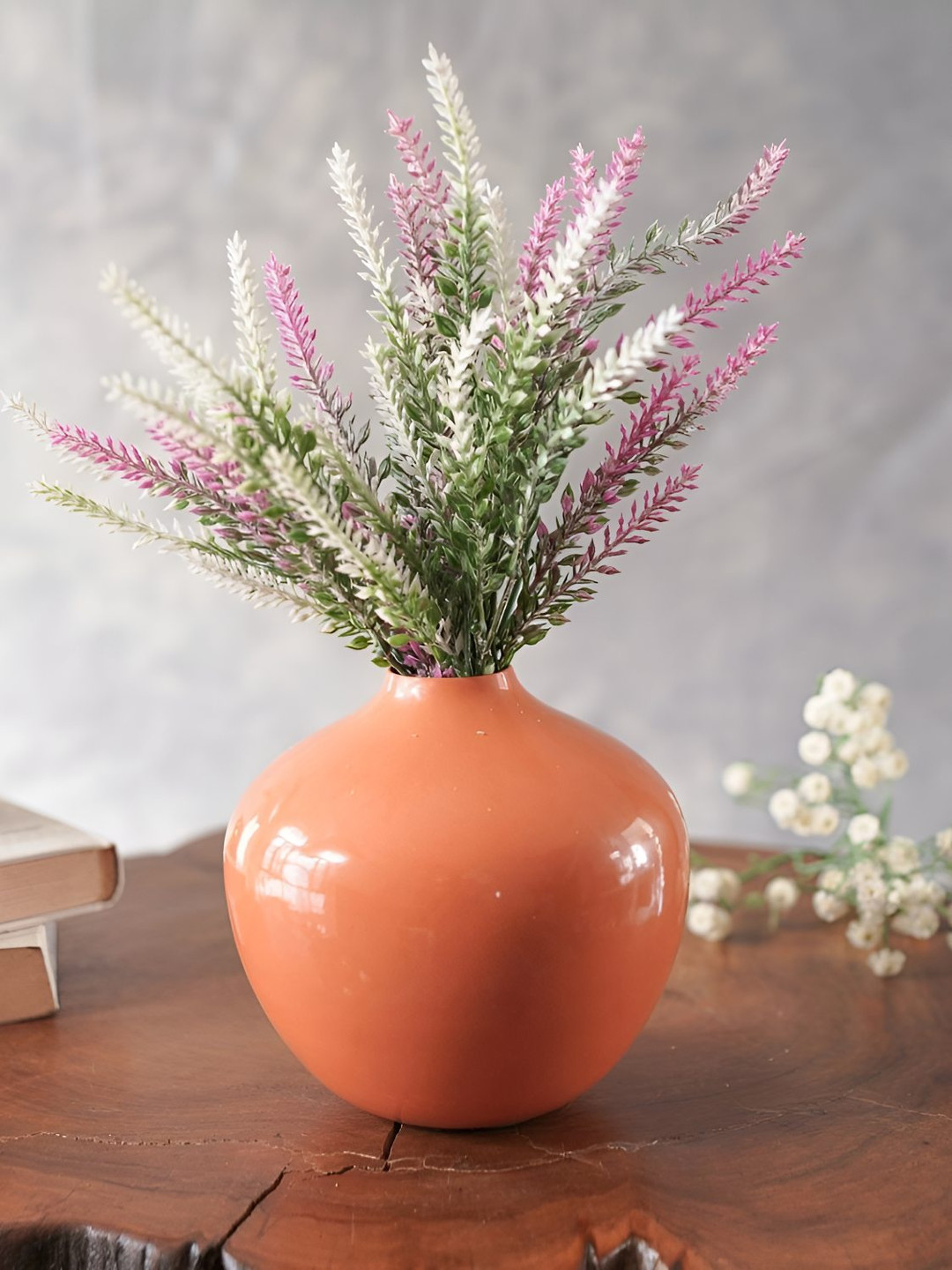 BEHOMA Orange Small Metal Bud Flower Vase