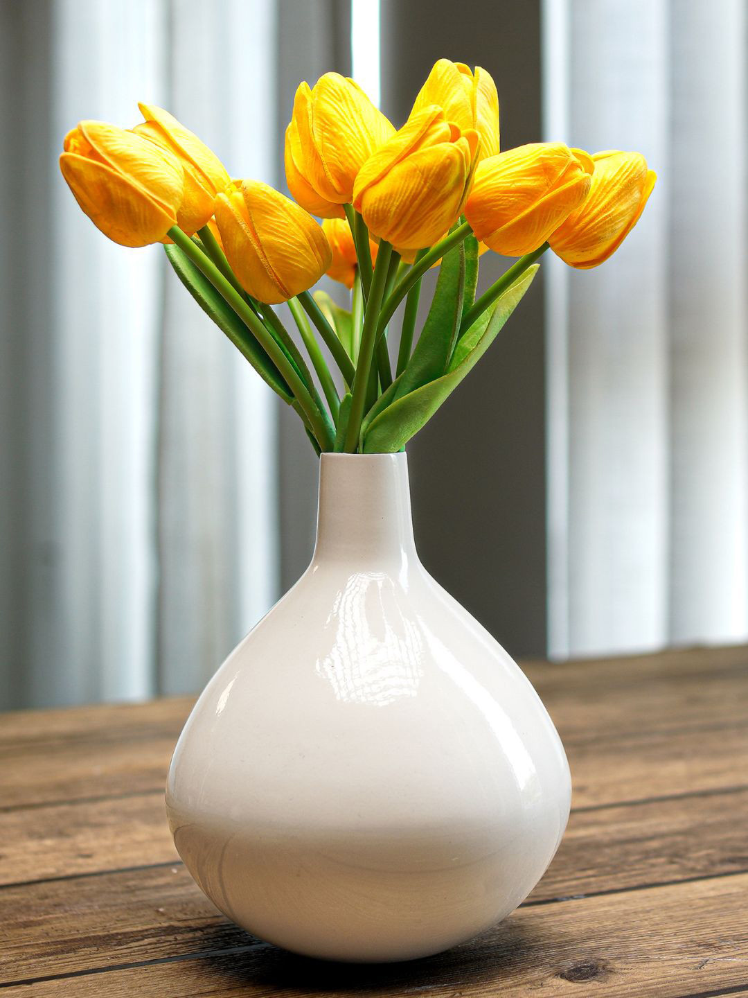 BEHOMA Metal Off White Tall Flower Vase