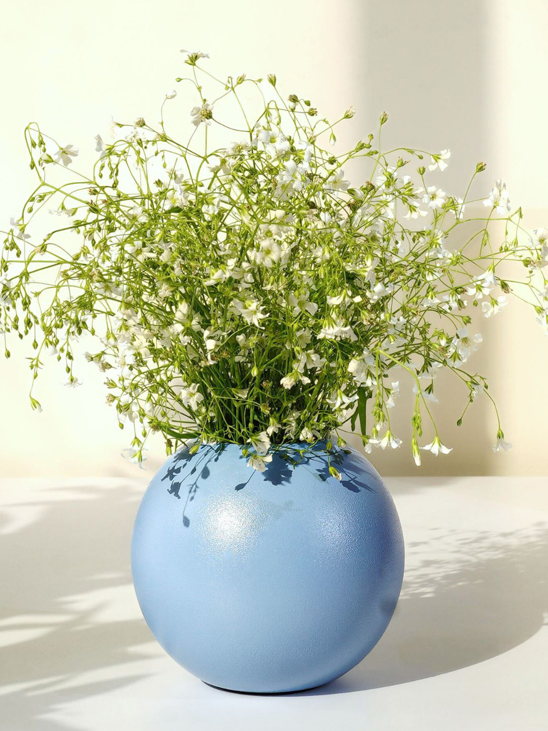 BEHOMA Blue Metal Small Ball Flower Vase