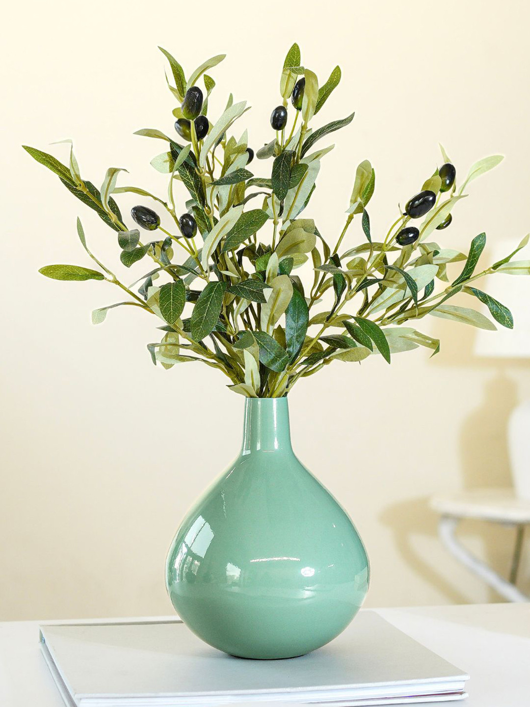 BEHOMA Metal Sea Mist Green Tall Flower Vase