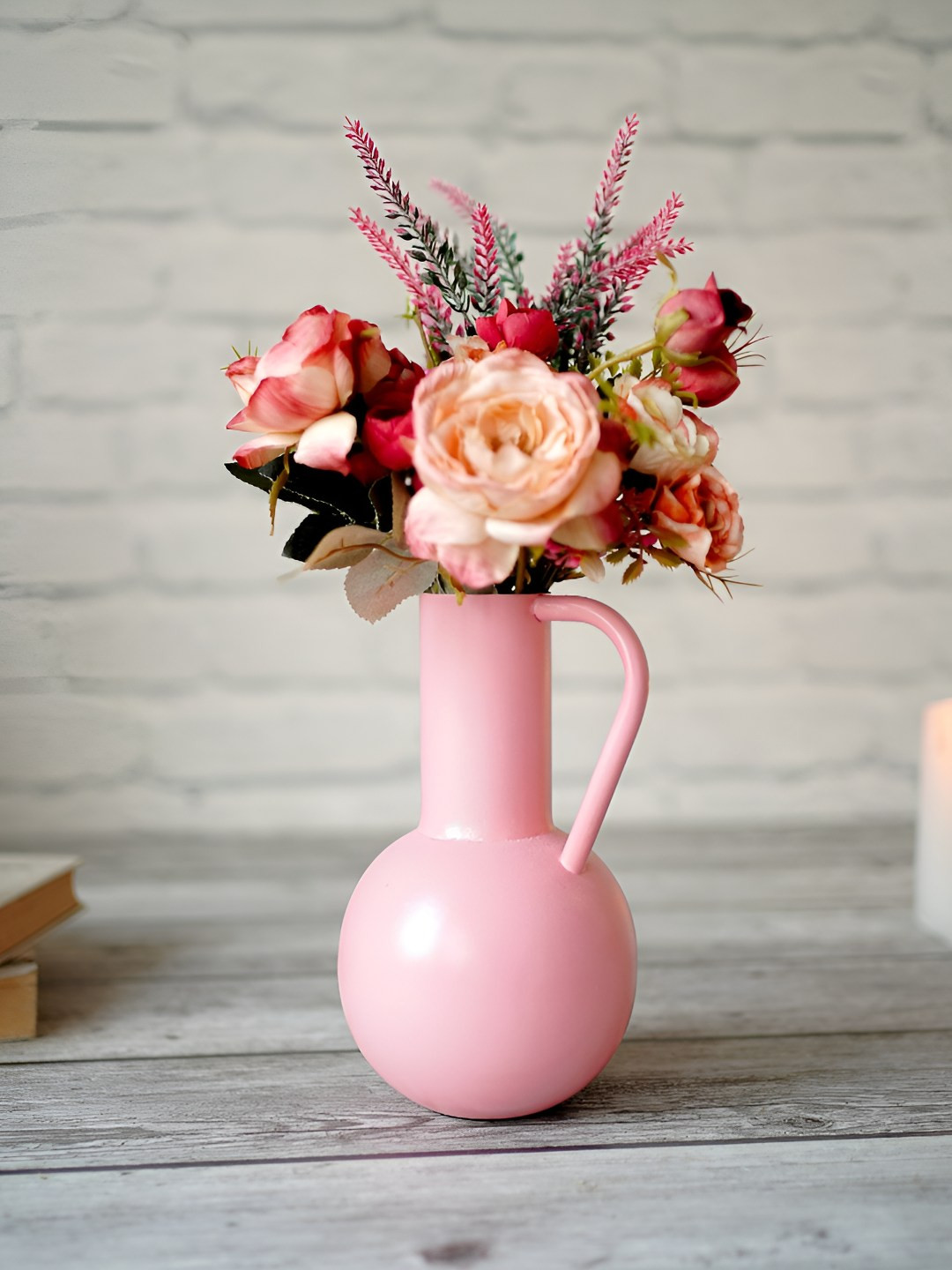 BEHOMA Pink Jug Shape Metal Flower Vase