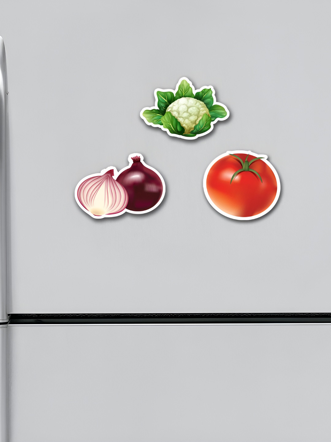 ARTBUG Green & Red 3 Pieces Printed MDF Wood Decorative Fridge Magnets