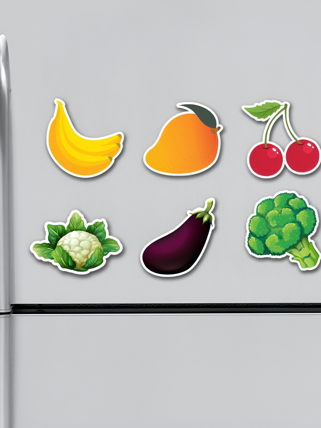 ARTBUG 6 Pieces Green & Red Fruits & Vegetables Printed Decorative Magnets