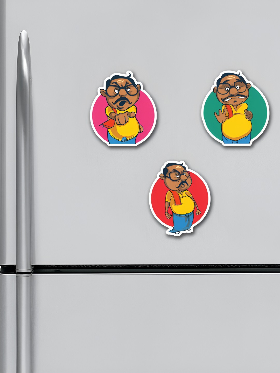 ARTBUG 3 Piece Yellow & Red Printed Decorative Magnets