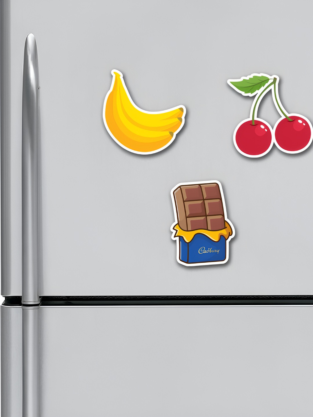 ARTBUG Red & Yellow 3 Pieces Printed MDF Wood Decorative Fridge Magnets