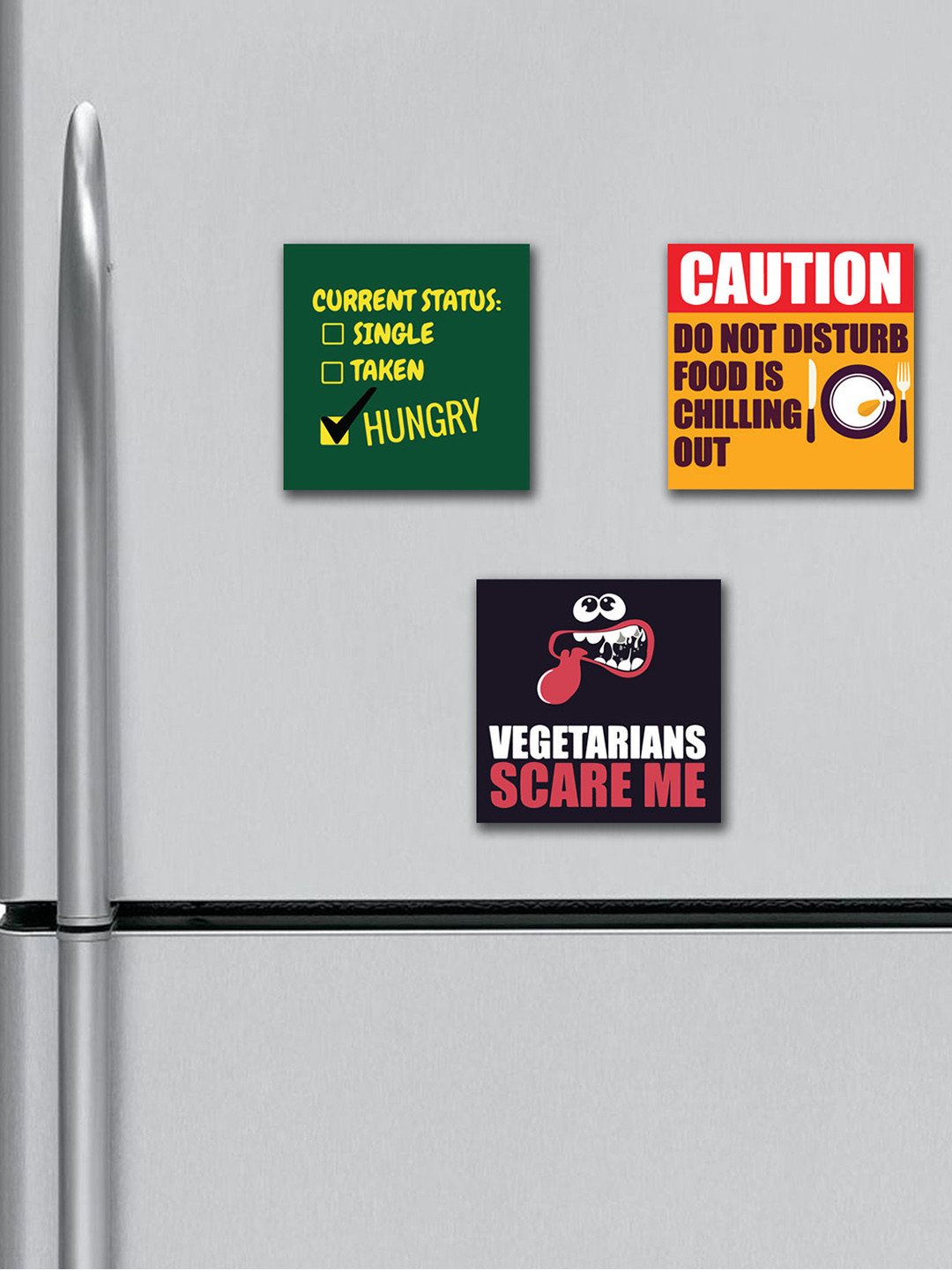 ARTBUG Black & Yellow 3 Pieces Typography Printed Fridge Magnets