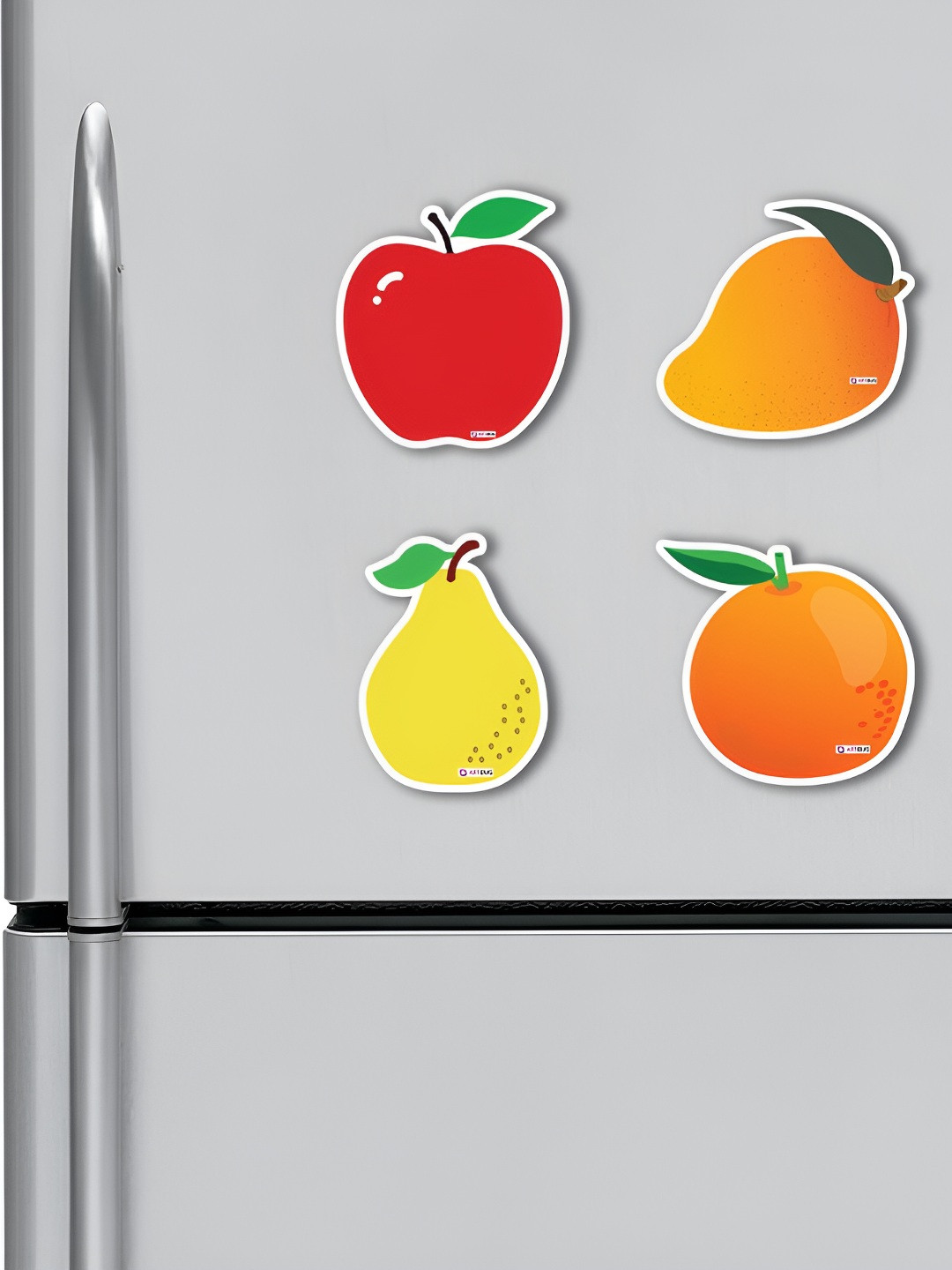 ARTBUG Orange Colored & Yellow 4 Pieces Printed MDF Wood Decorative Fridge Magnets