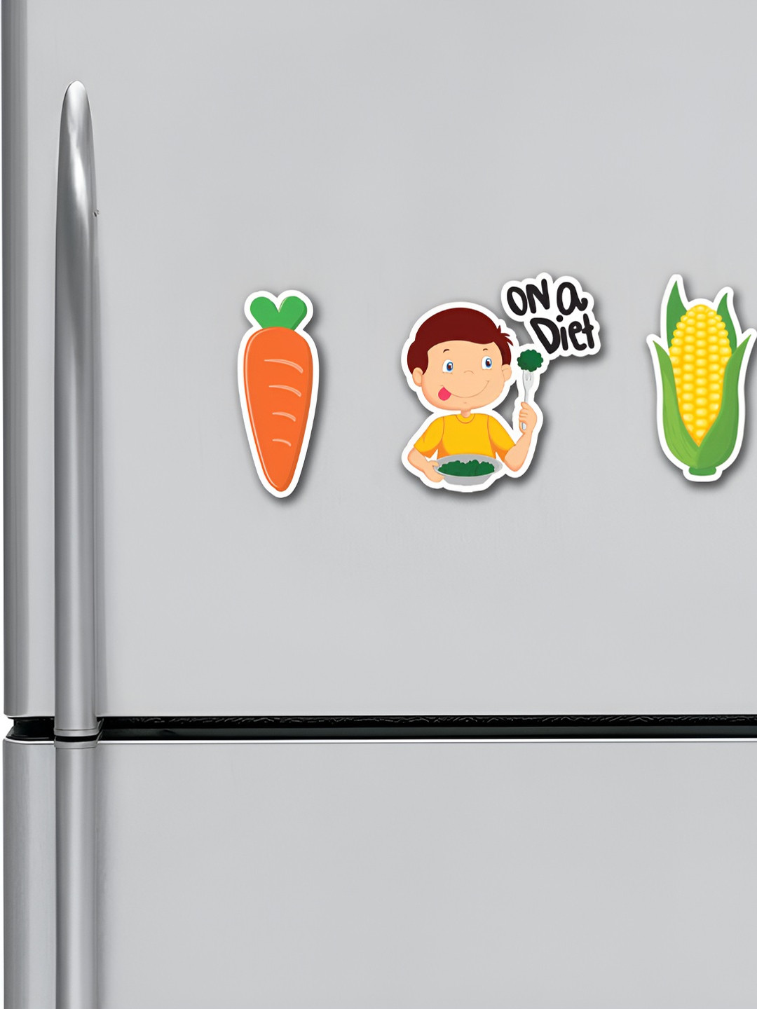 ARTBUG Green & Yellow 3 Pieces Printed MDF Wood Decorative Fridge Magnets