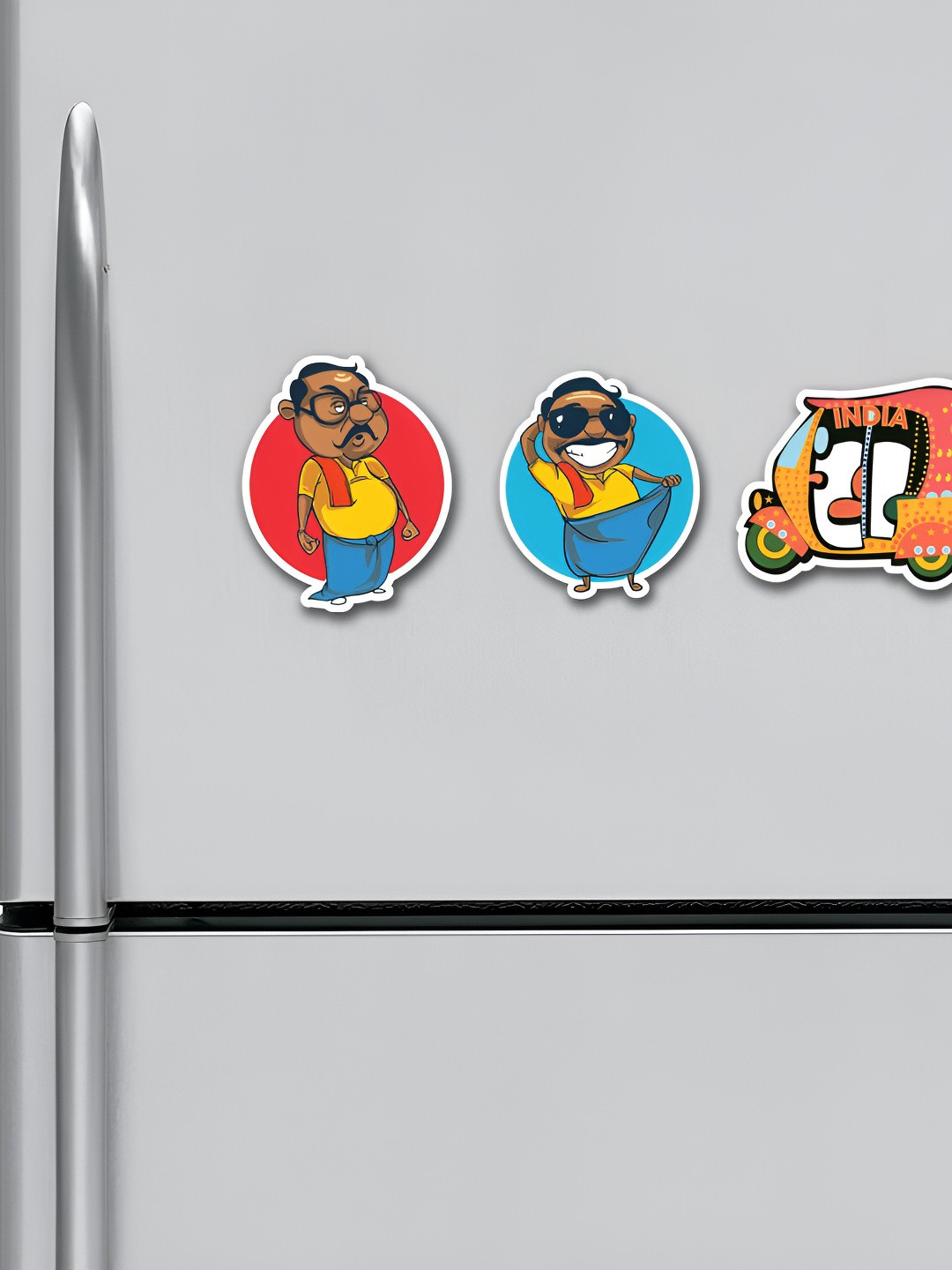 ARTBUG Blue & Yellow 3 Pieces Patterned Fridge  Magnets