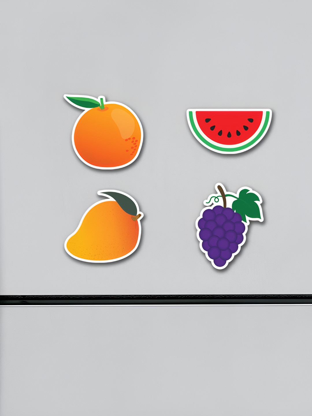 ARTBUG Orange & Green 4 Pieces Fruits Patterned Fridge Magnets