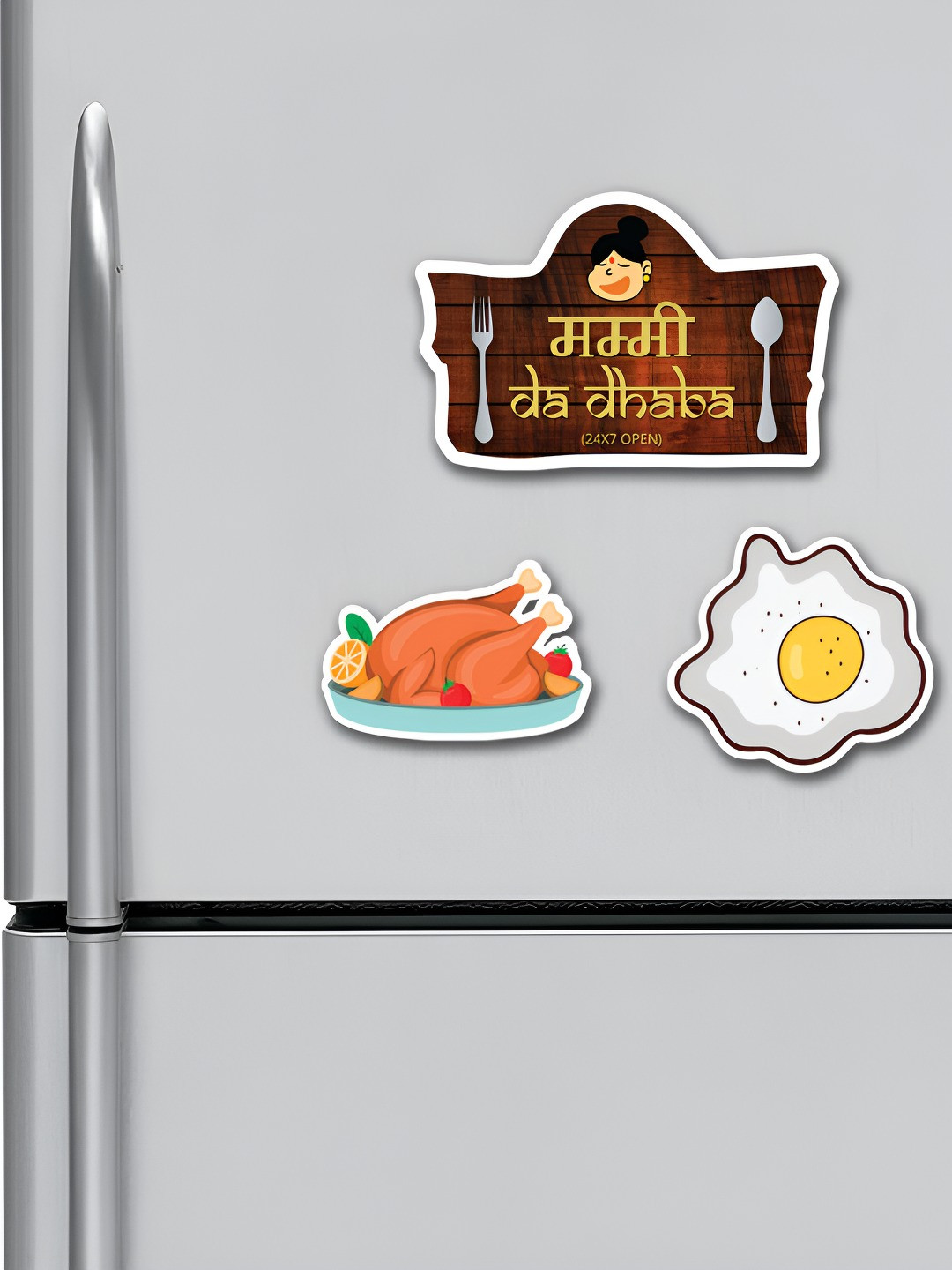 ARTBUG White & Brown 3 Pieces Patterned Fridge Magnets