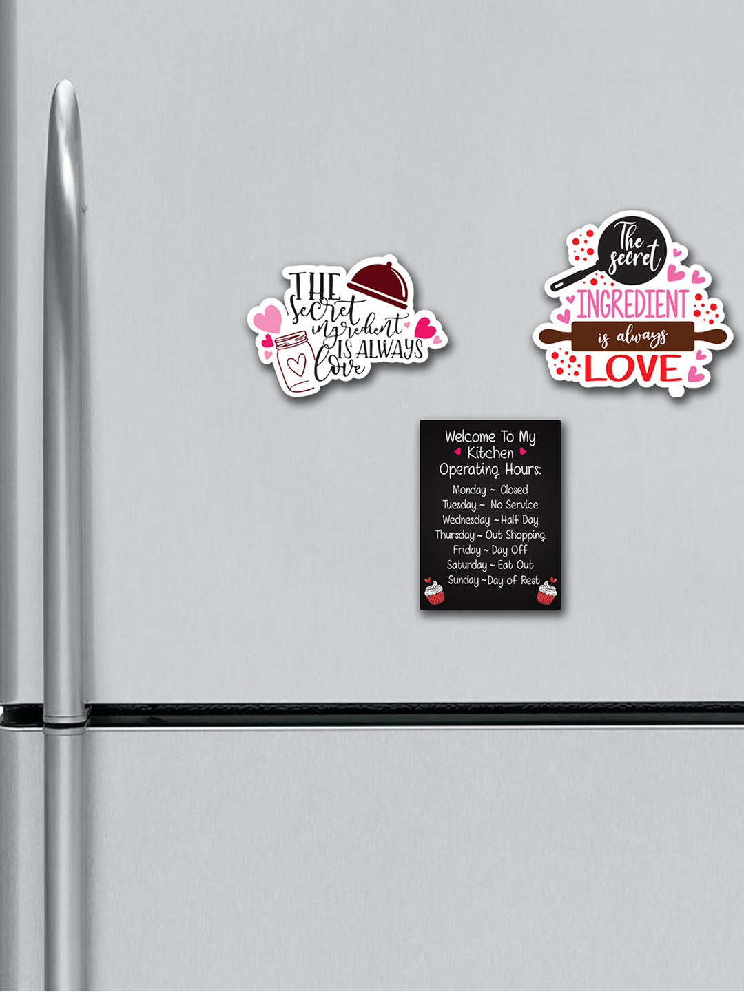 ARTBUG Black & White 3 Pieces Quotes Printed Fridge Magnets