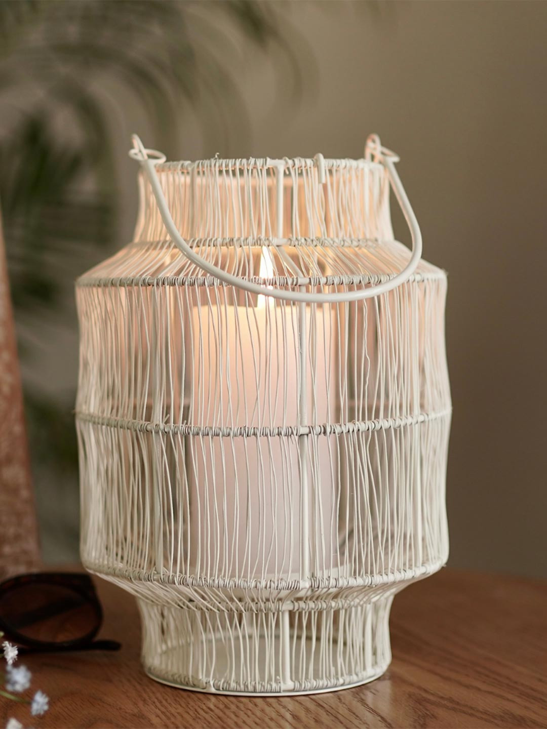 BEHOMA White Vintage Hanging Miami Candle Holder Lanterns