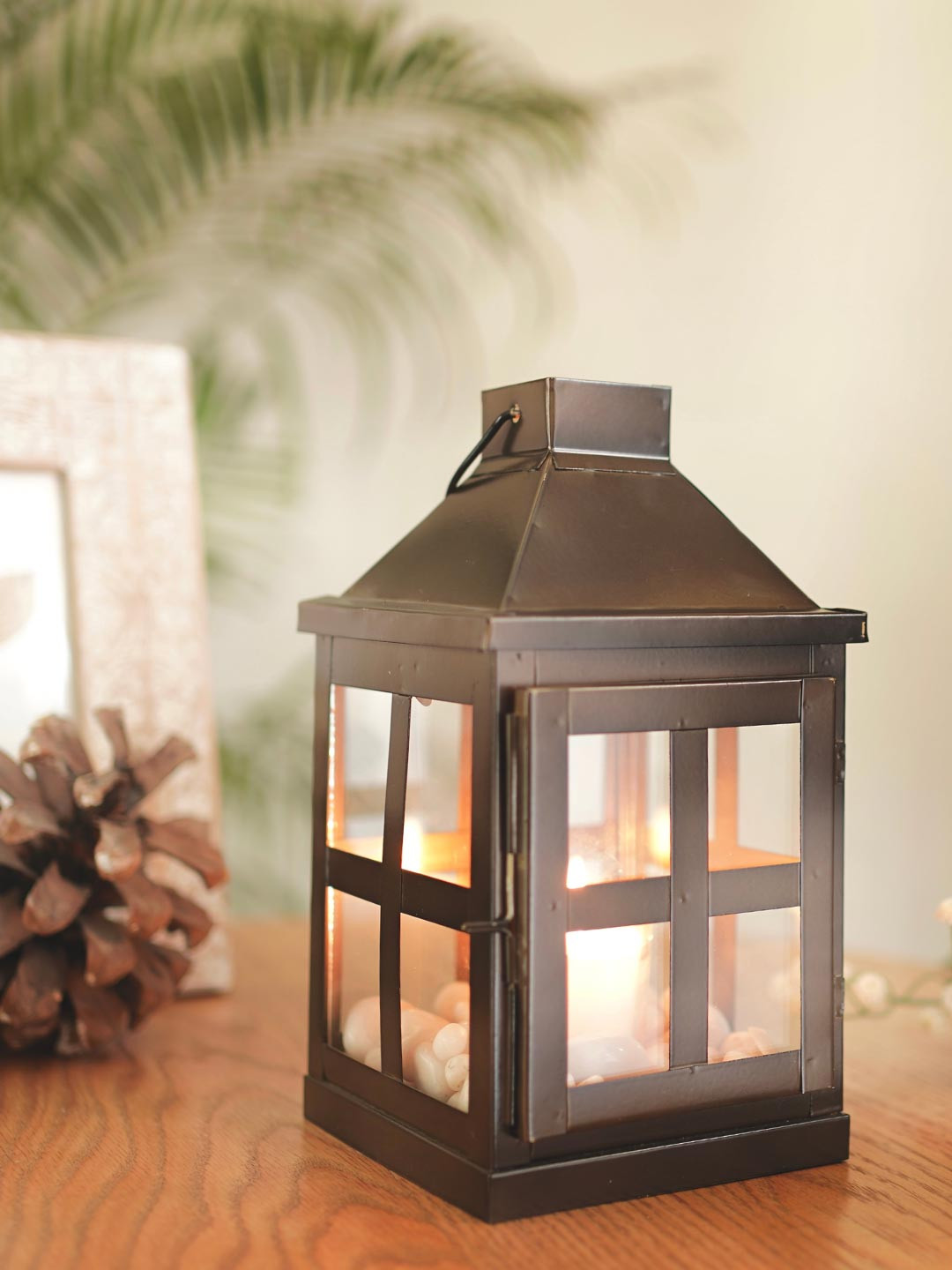 BEHOMA Brown Moroccan Lantern Shaped Table Lamp