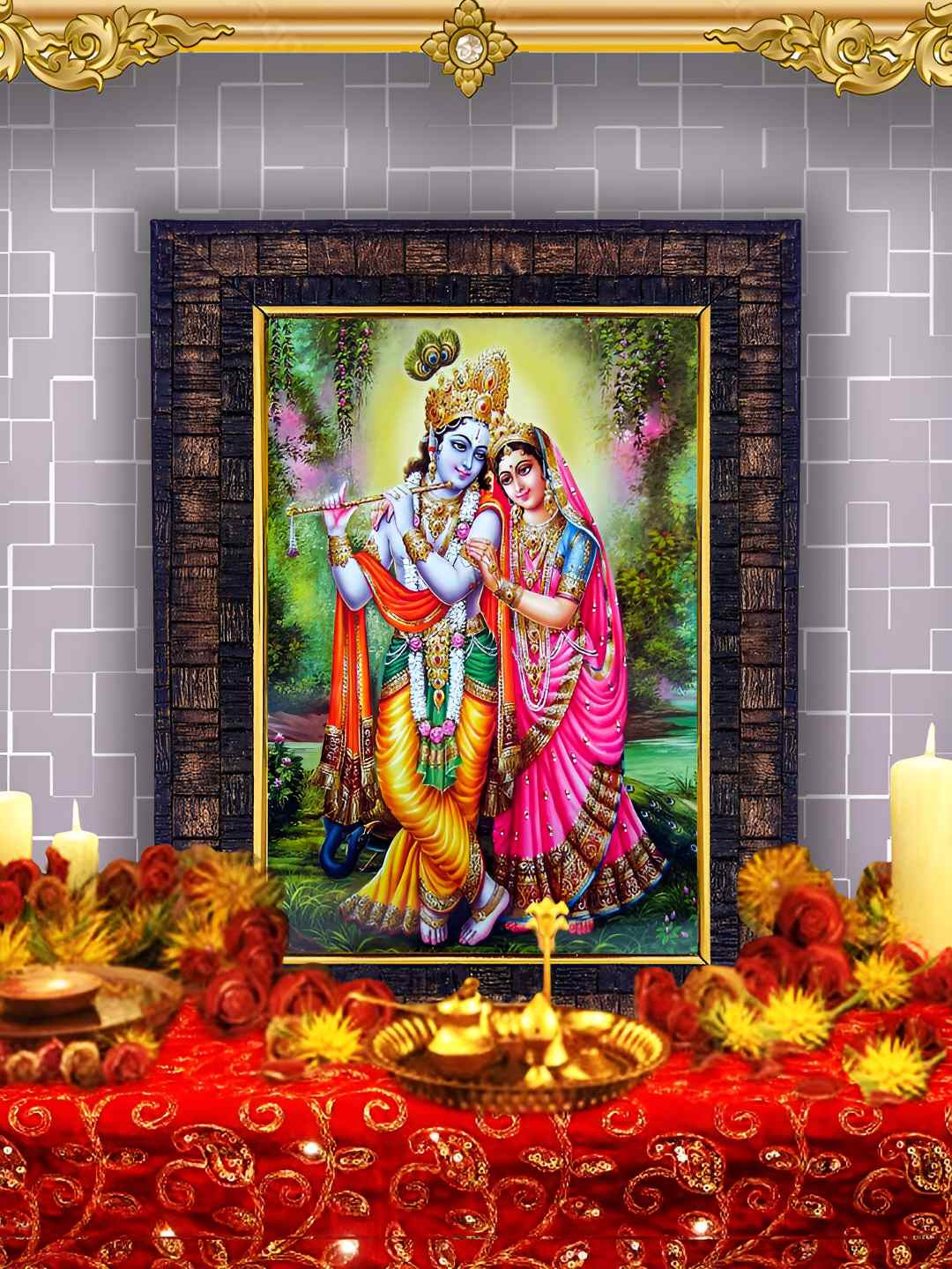 Hawai Black & Green Self Designed Wooden Rectangular Wall Photo Frame